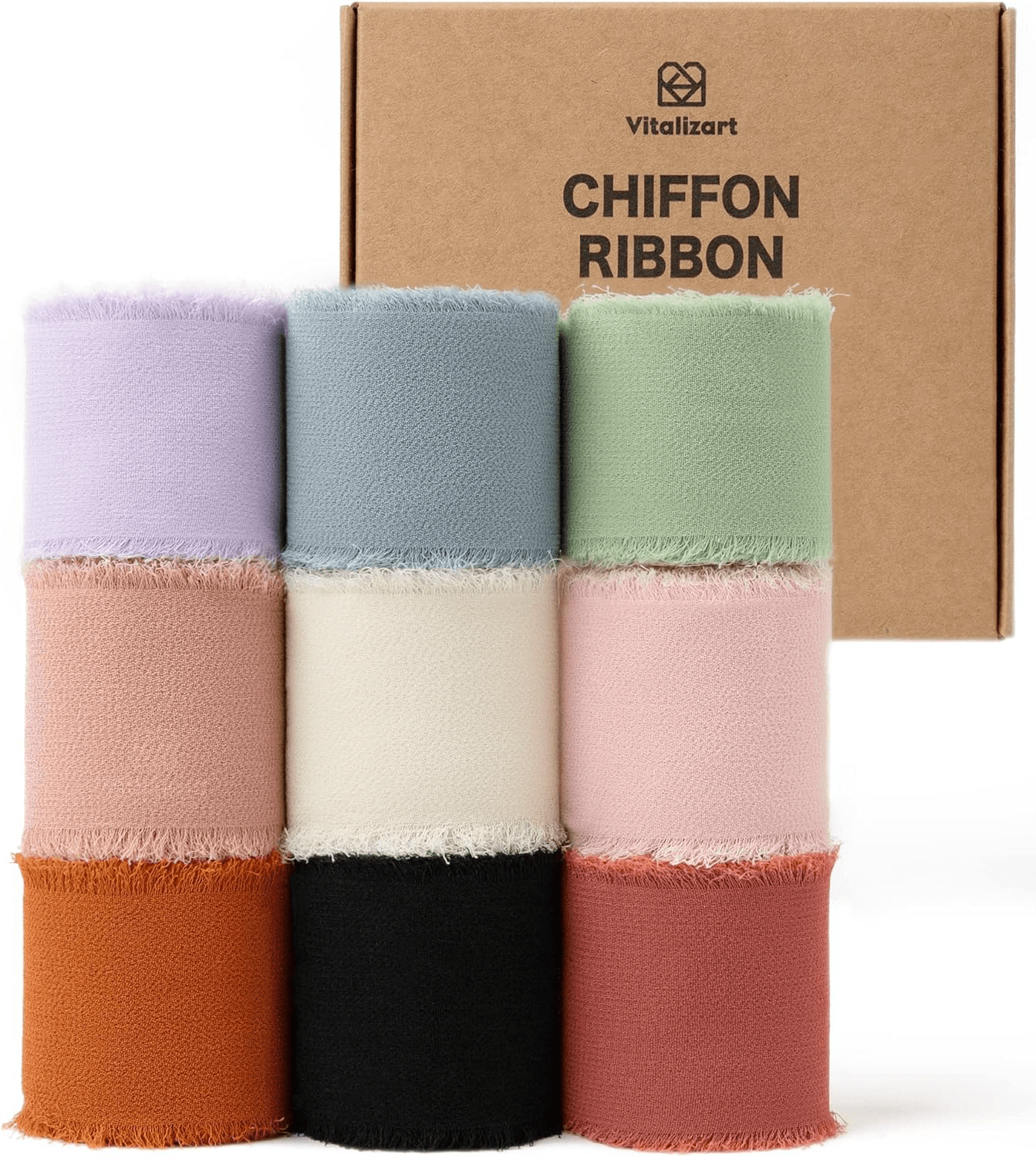 Fringe Chiffon Silk Ribbon 1.5" x 45 Yard (Mixed Color) - Vitalizart