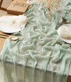 Cheesecloth Table Runner 35 x 120 Inches (Sage Green) - Vitalizart