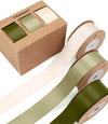 Double Face Functional Satin Ribbon 1" x 30Yd (Sage Green & Cream)