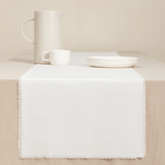 Cotton Linen Table Runner 14 x 72 Inches (Pure White) - Vitalizart