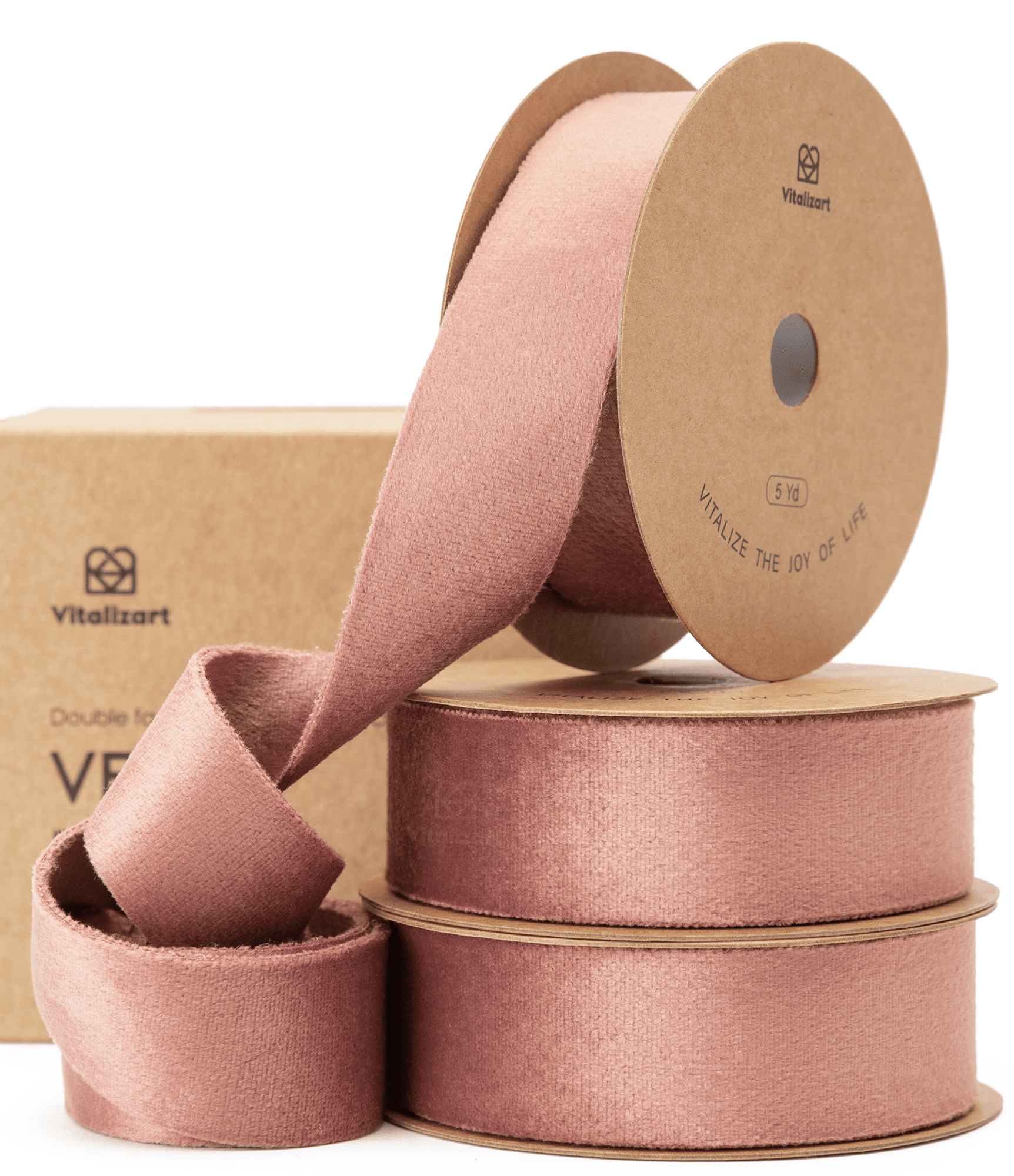 Double Faced Velvet Ribbon Set 1" x 15 Yd (Dusty Pink) - Vitalizart