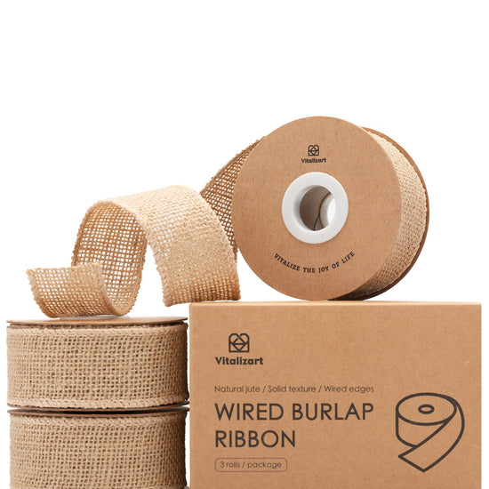 Burlap Ribbon Wired 1.5" x 12 Yd (Beige) - Vitalizart