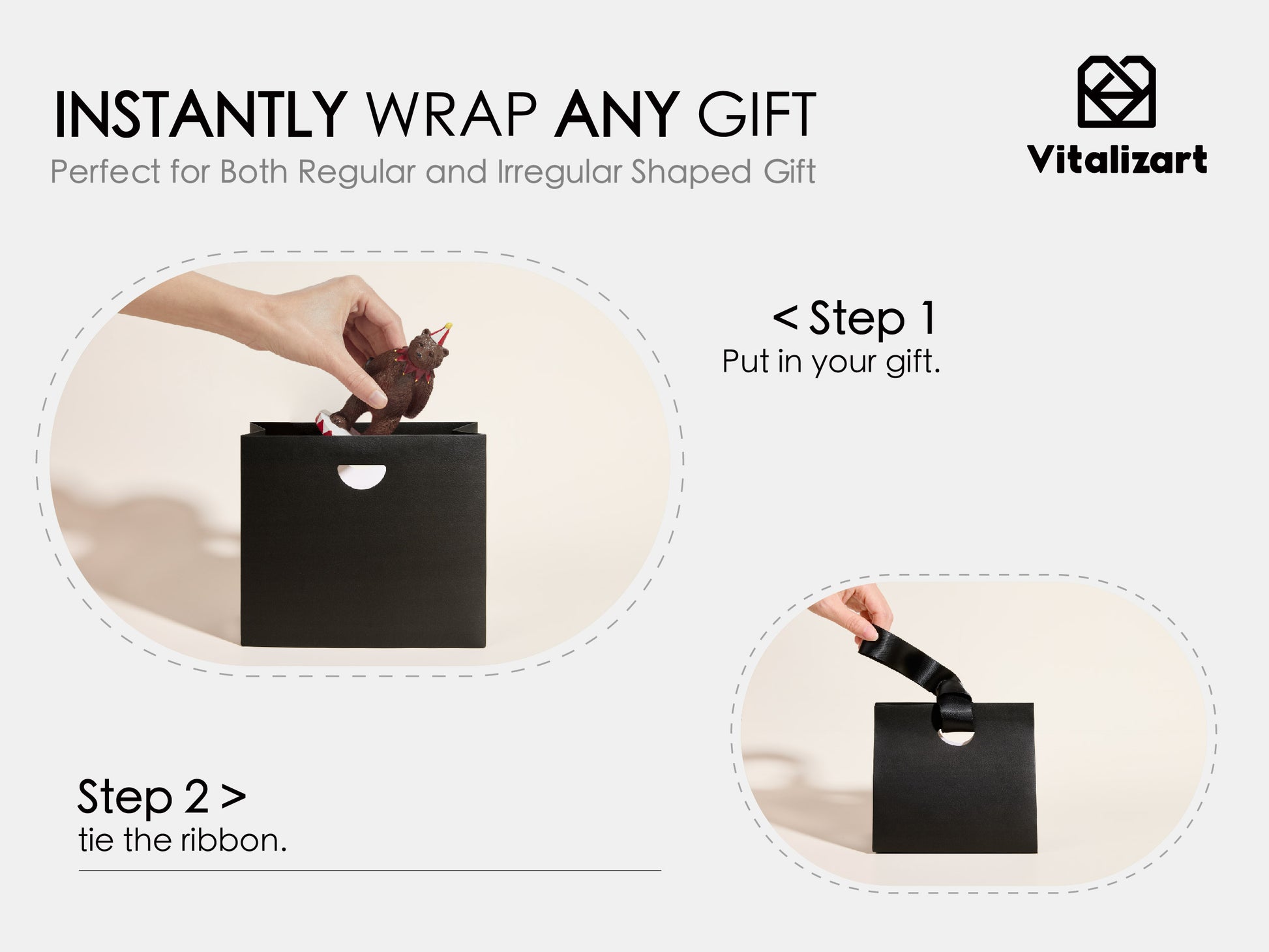Vitalizart Paper Gift Bags With Ribbon Handles Set of 10 Black Bulk Reusable For Gift Wrap Girls Kids Birthday Bridal Shower Party Favors Goodie Bags Candy Christmas 6.1"x2.95"x5.71" Mini(Black) - Vitalizart
