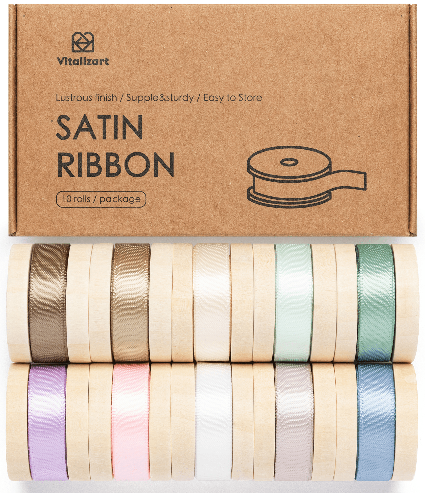 Double Faced Satin Ribbon 3/8" x 30 Yd (Light Colors) - Vitalizart