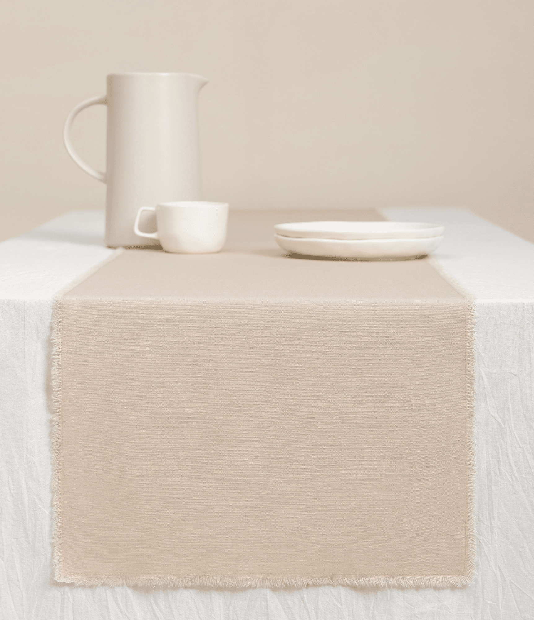 Cotton Linen Table Runner 14 x 72 Inches (Tan) - Vitalizart
