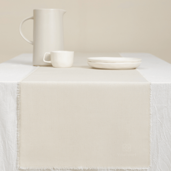 Cotton Linen Table Runner 14 x 72 Inches (Ivory) - Vitalizart