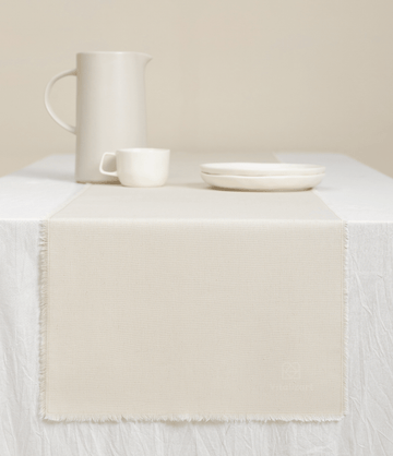 Cotton Linen Table Runner 14 x 72 Inches (Ivory) - Vitalizart