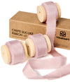 Frayed Fringe Crepe Silk Satin Ribbon 5/8" x 15 Yard (Blush Pink) - Vitalizart