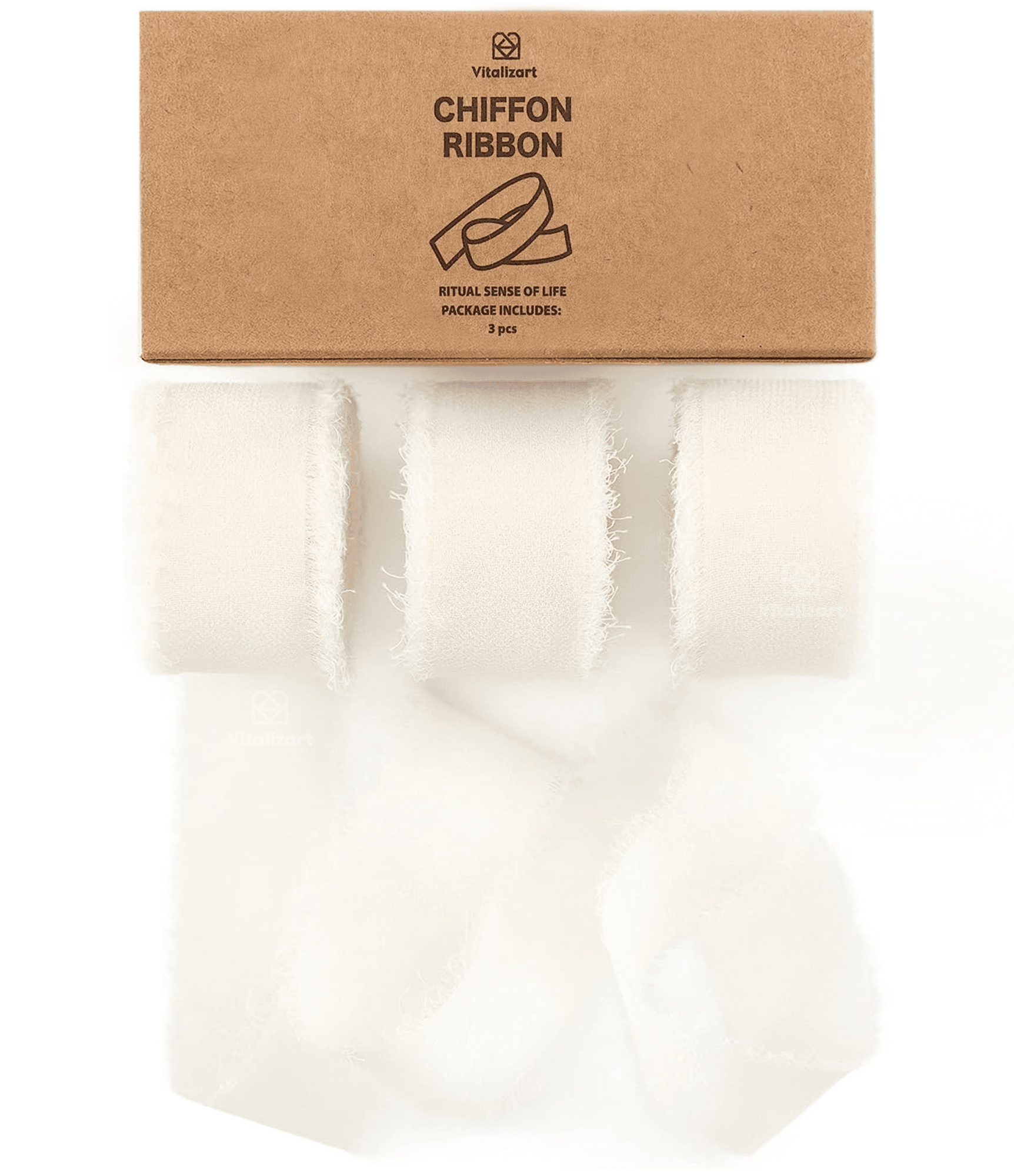 Chiffon Silk Ribbon 1" x 21 Yd (Cream White) - Vitalizart