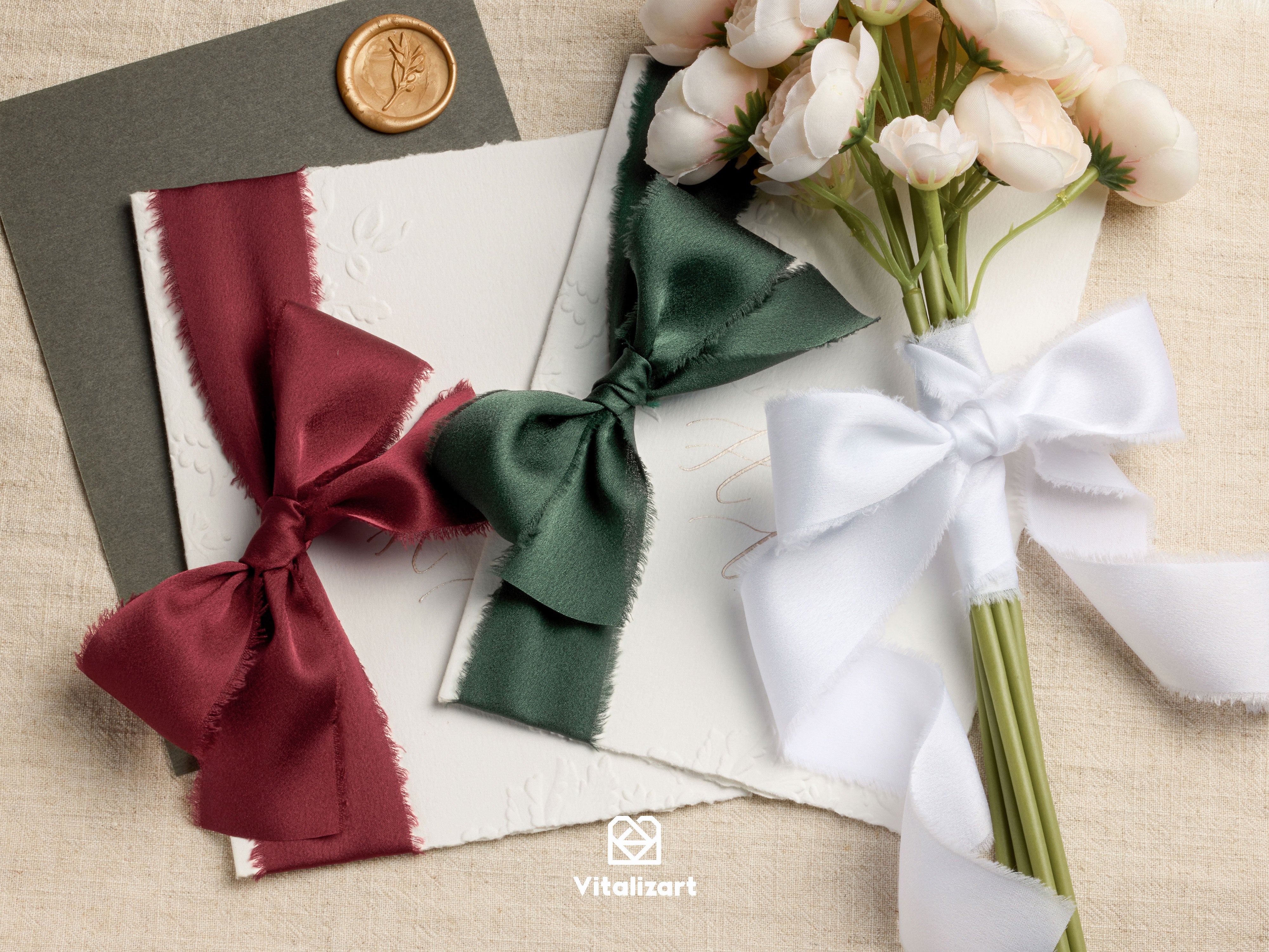 Silk Satin Ribbon with Wooden Spool 1.5