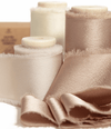 Silk Satin Ribbon with Wooden Spool 1.5” x 15 Yd (Champagne & Nude) - Vitalizart
