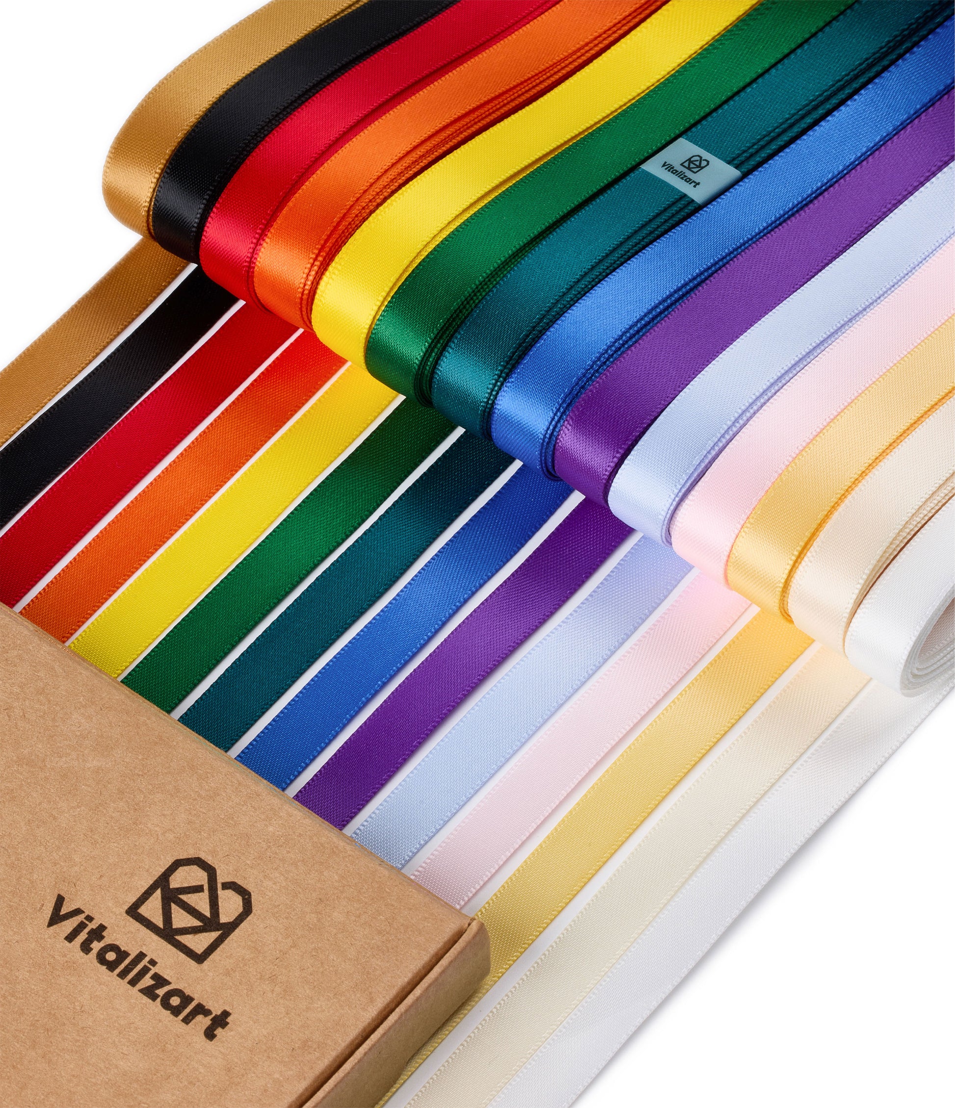 Ribbon for Crafts Double Faced Functional Satin Ribbon 3/8" x 70Yd (Rainbow Ribbon) - Vitalizart