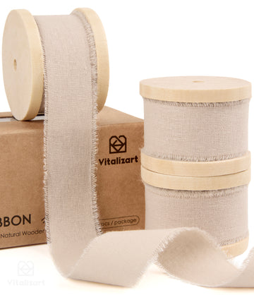 Vitalizart Ribbon Cotton Handmade Fringe 1" x 15 Yd  Pure Natural Cotton Ribbons (Light Nude)