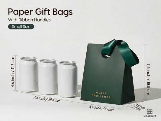Christmas Gift Bags Small Paper Gift Bags with Ribbon Handles — Set of 10 - Vitalizart