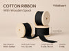 Vitalizart Ribbon Cotton Handmade Fringe 1" x 15 Yd  Pure Natural Cotton Ribbons (Black)