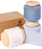 Frayed Fringe Crepe Silk Satin Ribbon 1" x 21 Yard (Blue & White)