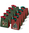 Christmas Small Paper Gift Bags with Ribbon Handles — Set of 10