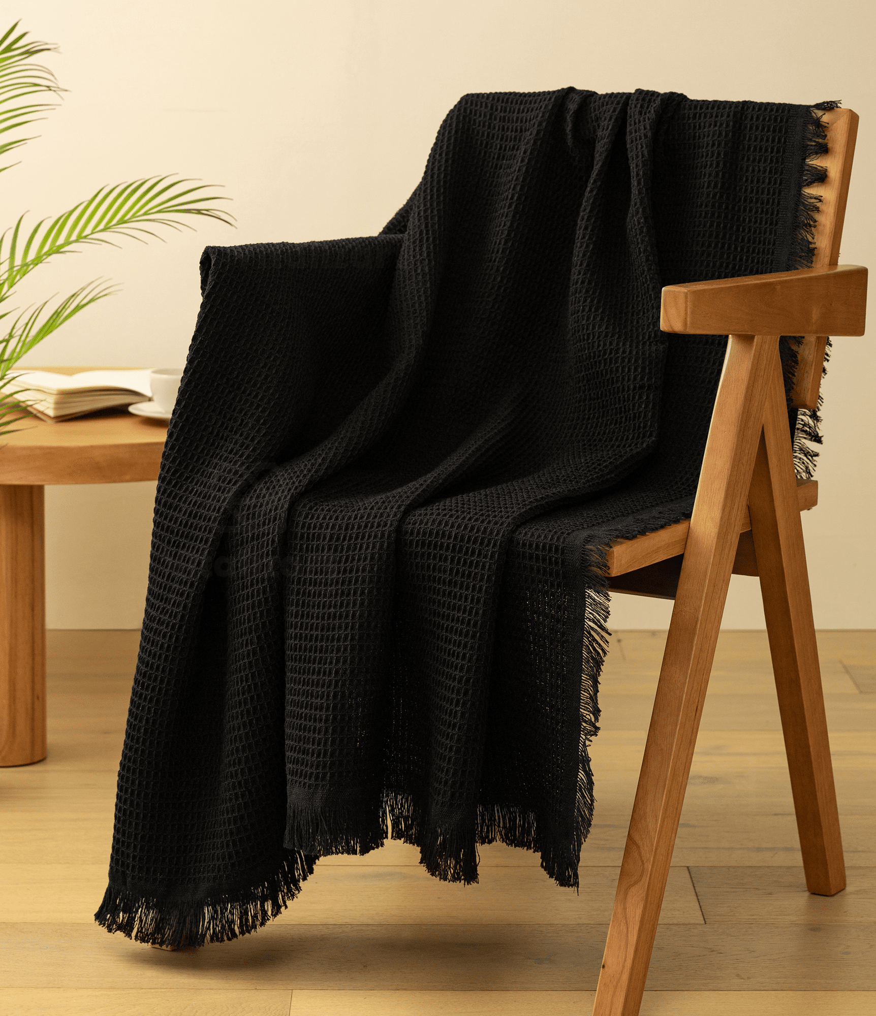 Lightweight Throw Blanket 50" x 60" (Black) - Vitalizart