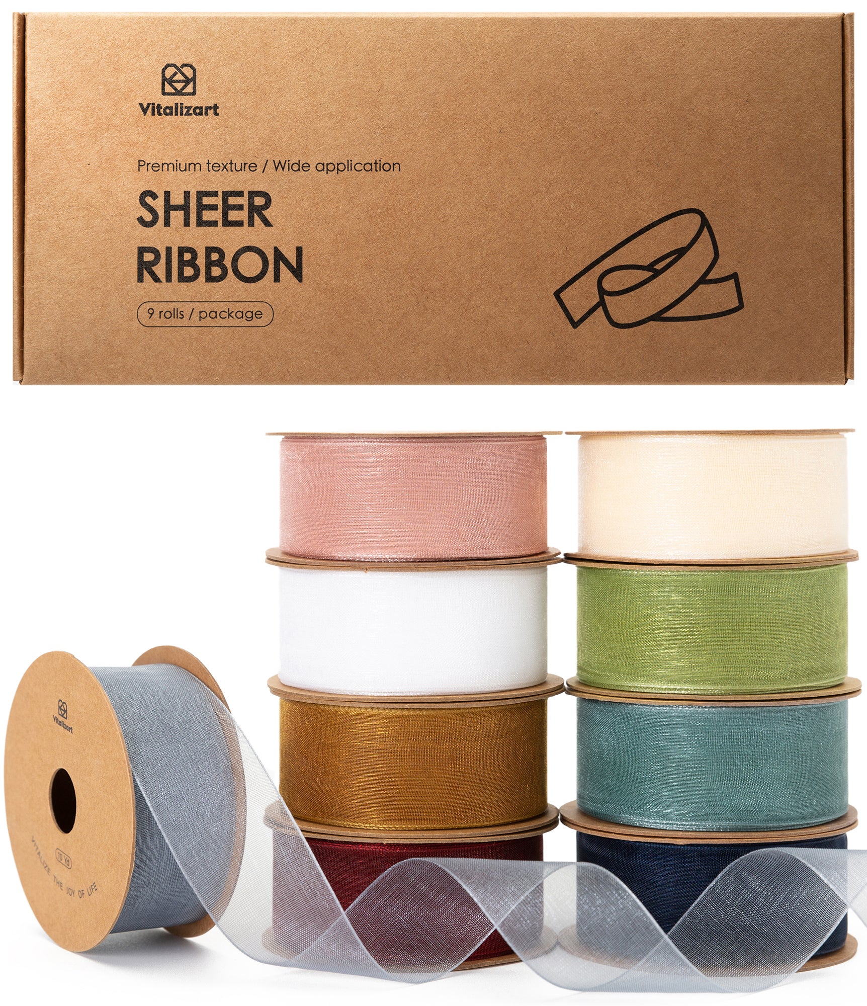 Organza Sheer Ribbon 1“ x 90 Yd (Mixed Color) - Vitalizart