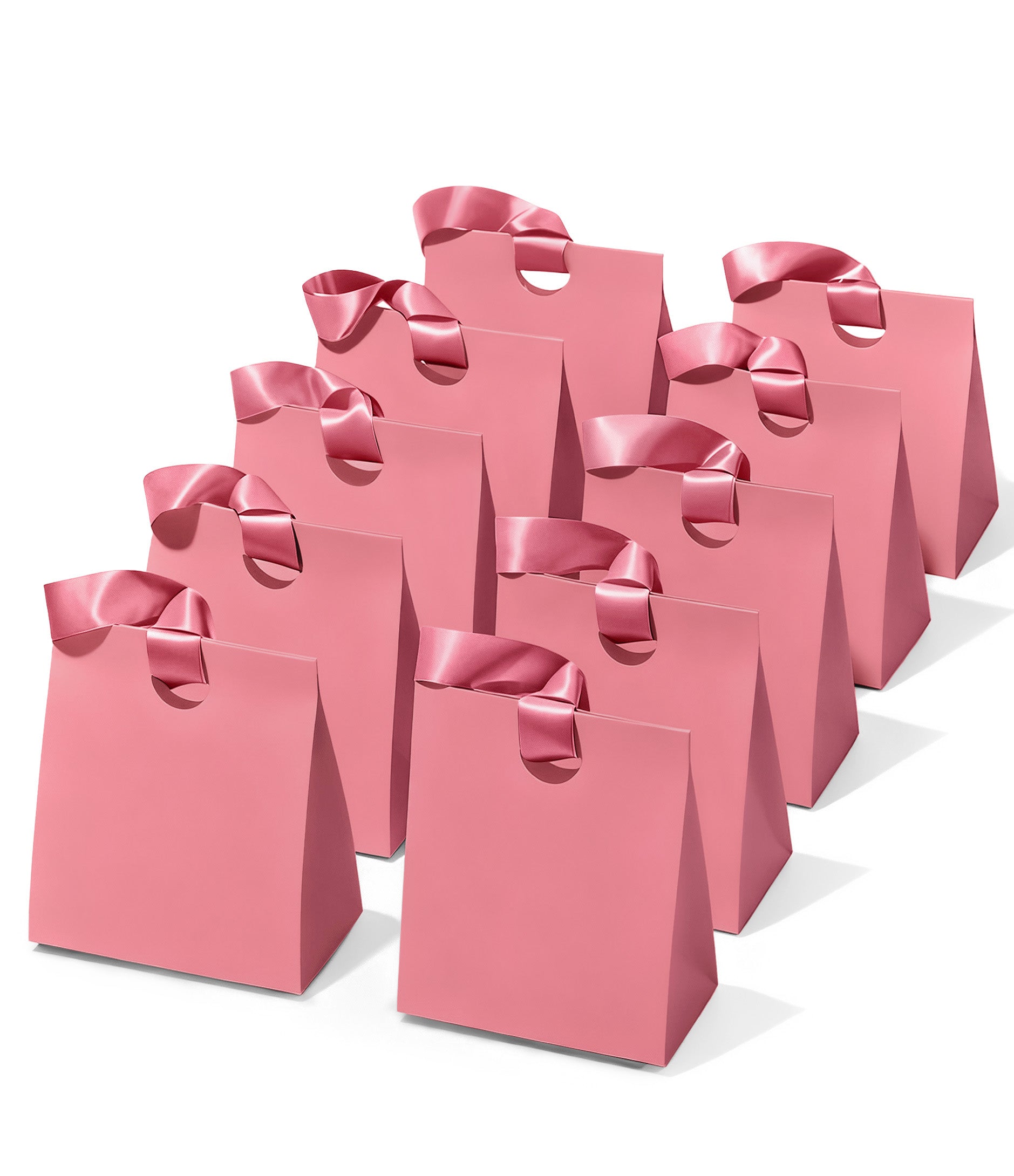 VITALIZART PAPER GIFT BAGS WITH RIBBON HANDLES SET OF 10 RED BULK REUSABLE FOR GIFT WRAP 5.91