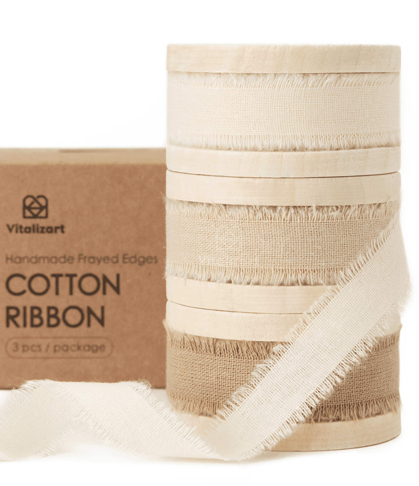 Cotton Ribbon Handmade Fringe 5/8" x 21 Yd (Nude & Beige) - Vitalizart