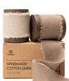 Cotton Linen Ribbon 1.5" x 10Yd (Beige & Brown) - Vitalizart