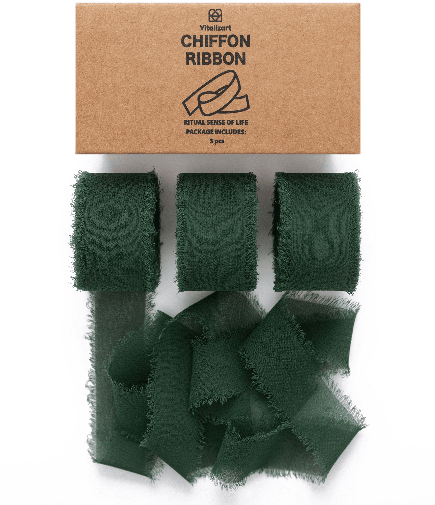 Chiffon Silk Ribbon 1" x 21 Yd (Dark Green) - Vitalizart