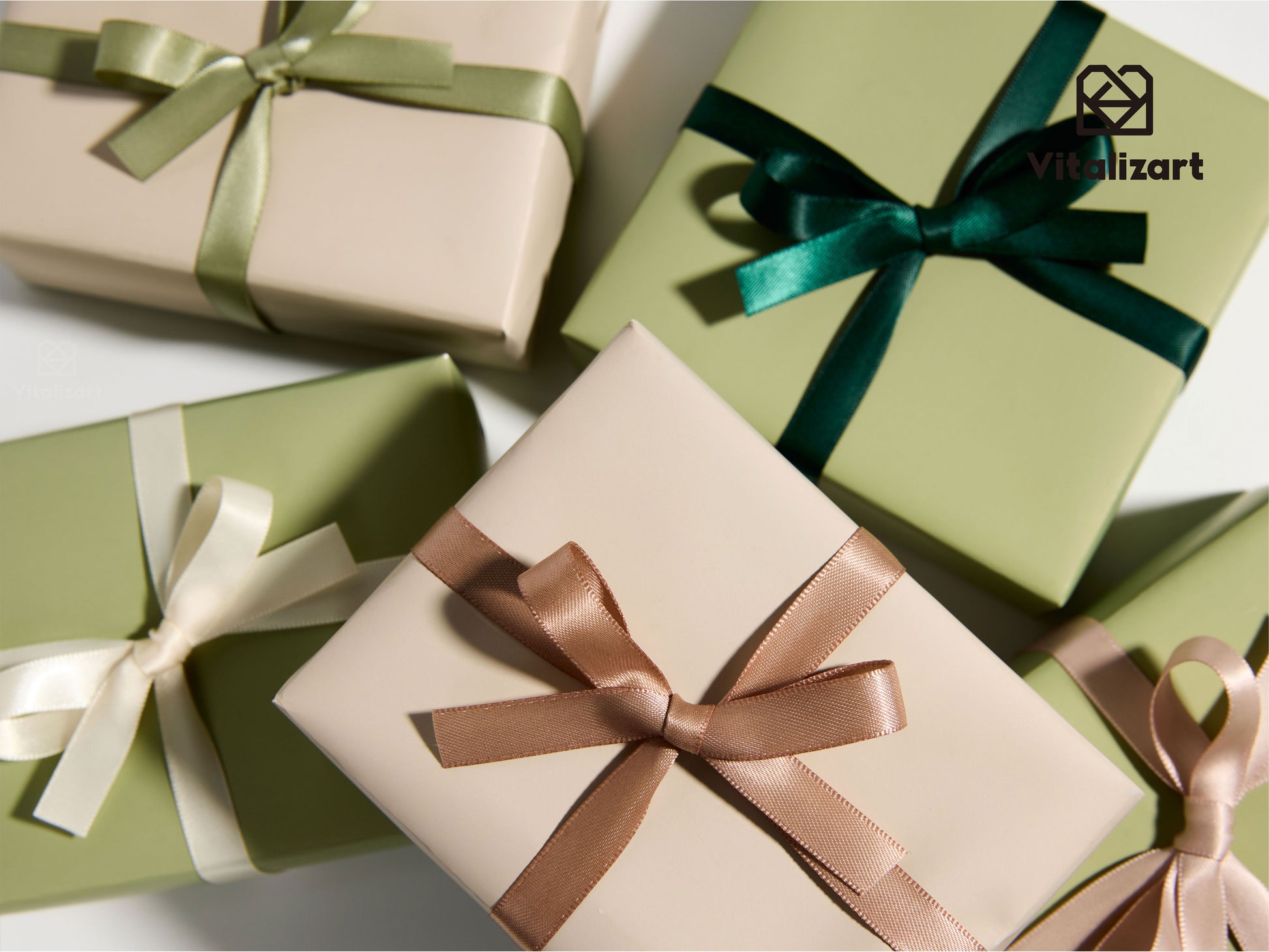 Double Face Satin Ribbon 3/8" x 50Yd (Green Nude White) - Vitalizart