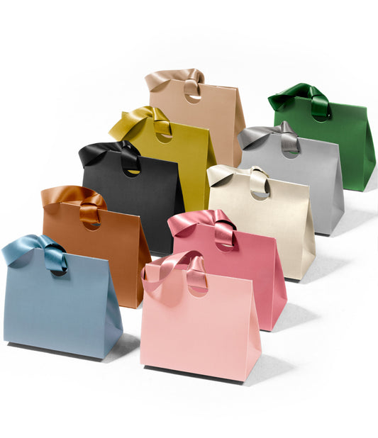 Vitalizart Paper Gift Bags With Ribbon Handles Set of 10 Assorted Colors Bulk Reusable For Gift Wrap Girls Kids Birthday Bridal Shower Party Favors Goodie Bags Candy Christmas 6.1"x2.95"x5.71" Mini(10 Assorted Colors)