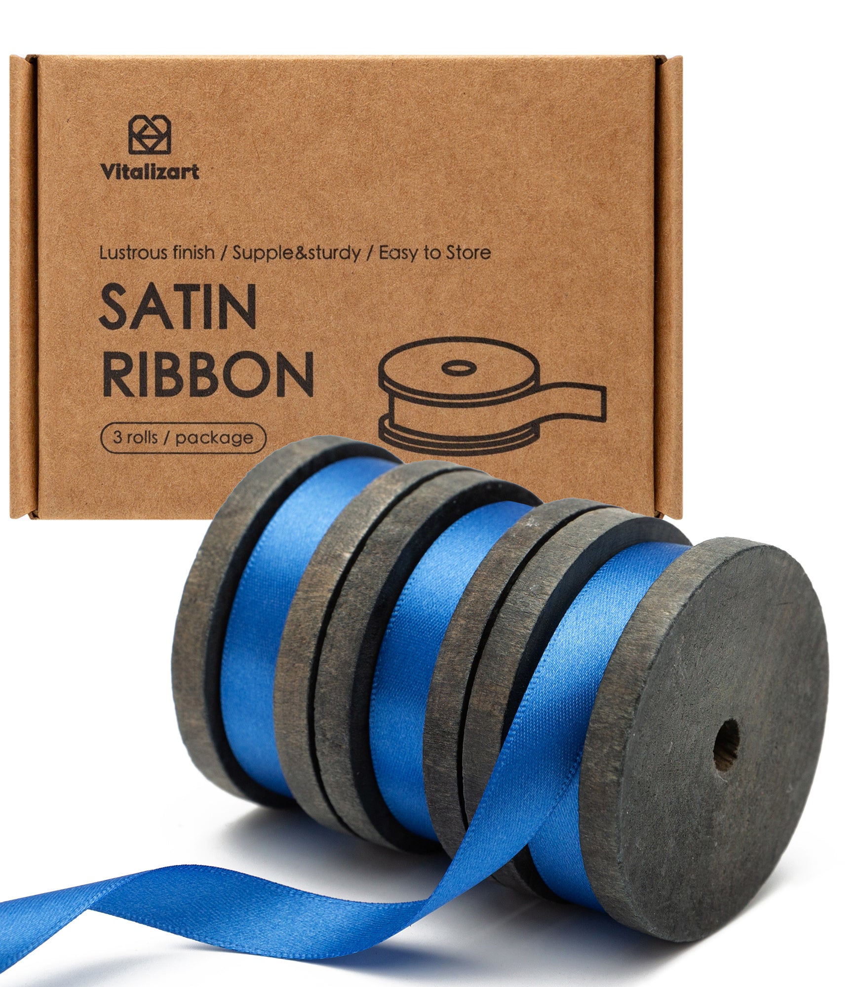 Double Faced Satin Ribbon 3/8" x 21 Yd (Royal Blue) - Vitalizart