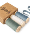 Velvet Ribbon With Wooden Spool 3/8" x 15 Yd (Dusty Blue Ivory & Dusty Green) - Vitalizart
