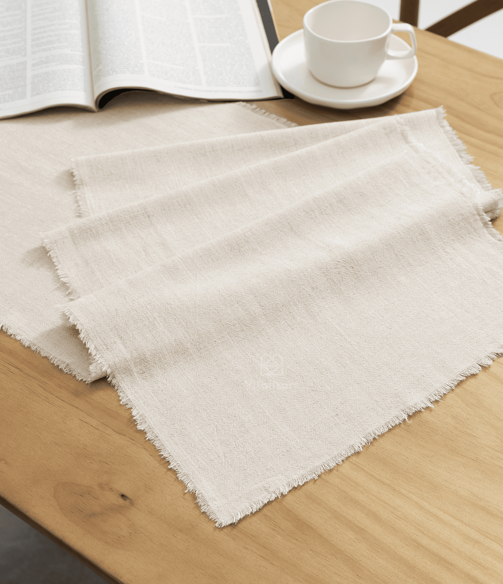 Cotton Linen Table Runner 14 x 120 Inches (Beige) - Vitalizart