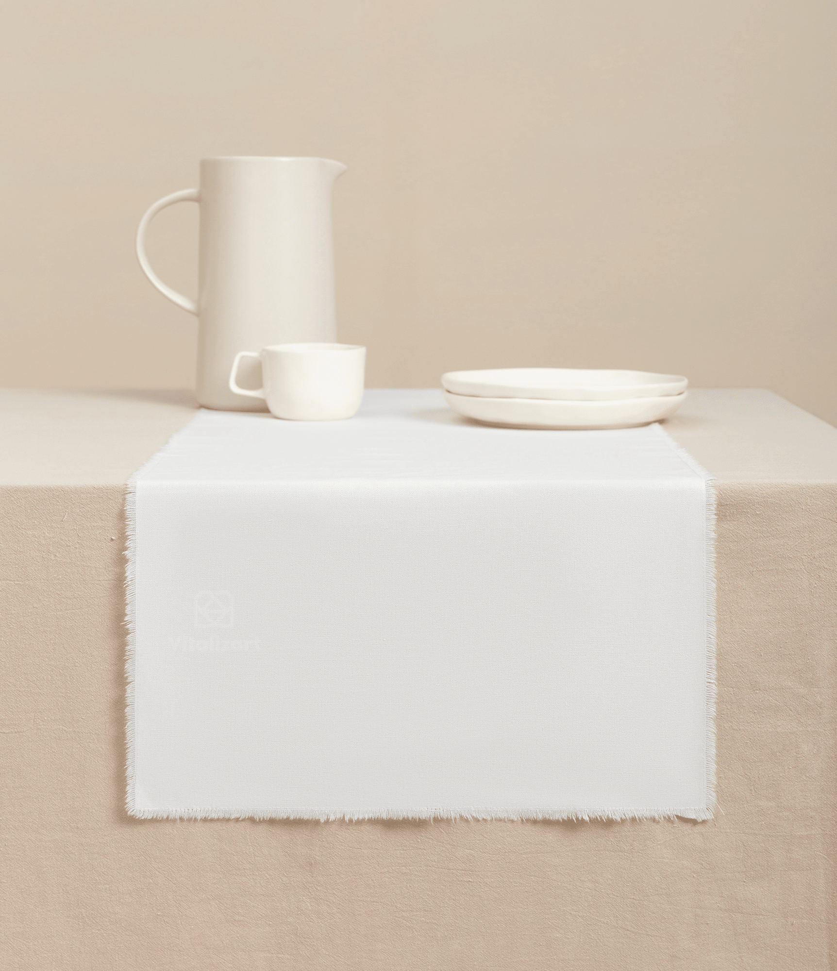 Cotton Linen Table Runner 14 x 36 Inches (Pearl White) - Vitalizart