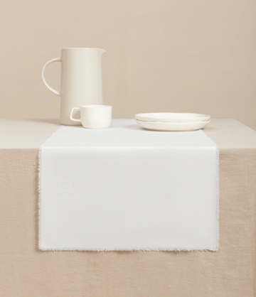 Cotton Linen Table Runner 14 x 36 Inches (Pearl White) - Vitalizart