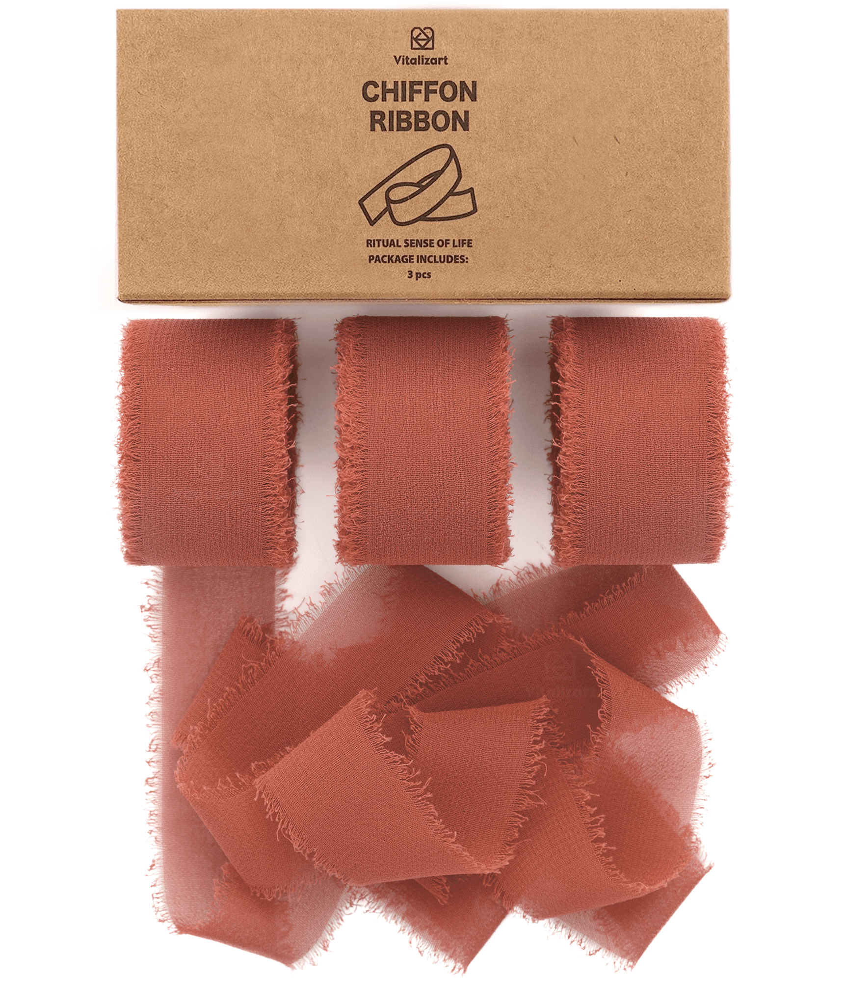 Chiffon Silk Ribbon 1" x 21 Yd (Rust Red) - Vitalizart