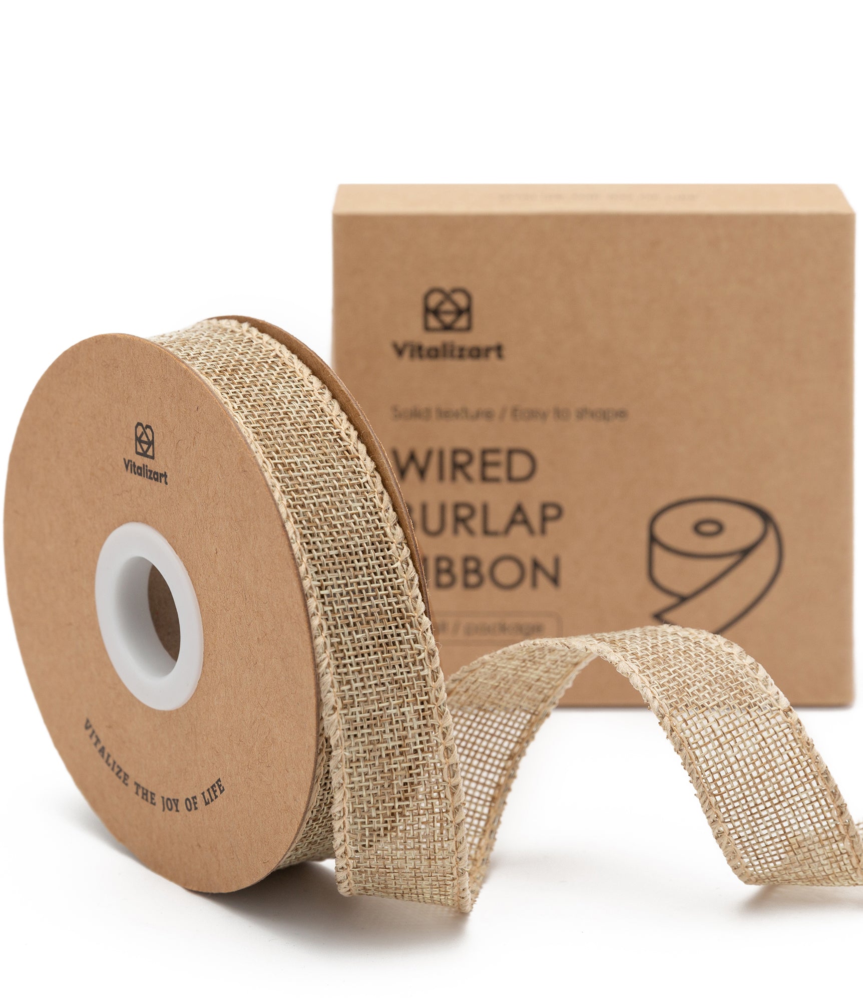 Burlap Ribbon Wired 1" x 10 Yd (Beige) - Vitalizart