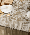 Cheesecloth Table Runner 35 x 120 Inches (Plaza Taupe) - Vitalizart