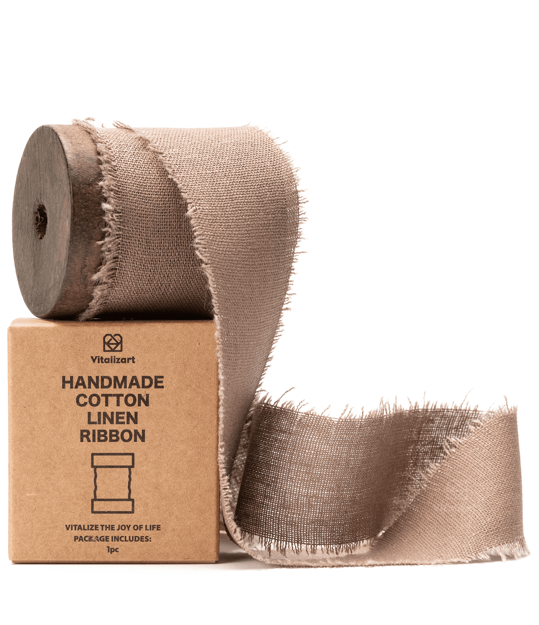Cotton Linen Ribbon 1.5" x 5Yd (Brown) - Vitalizart