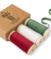 Velvet Ribbon With Wooden Spool 3/8" x 15 Yd (Red Green & White) - Vitalizart