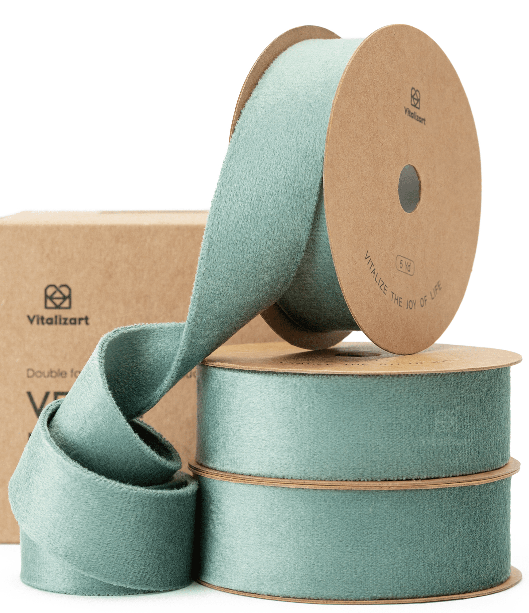 Double Faced Velvet Ribbon Set 1" x 15 Yd (Dusty Green) - Vitalizart