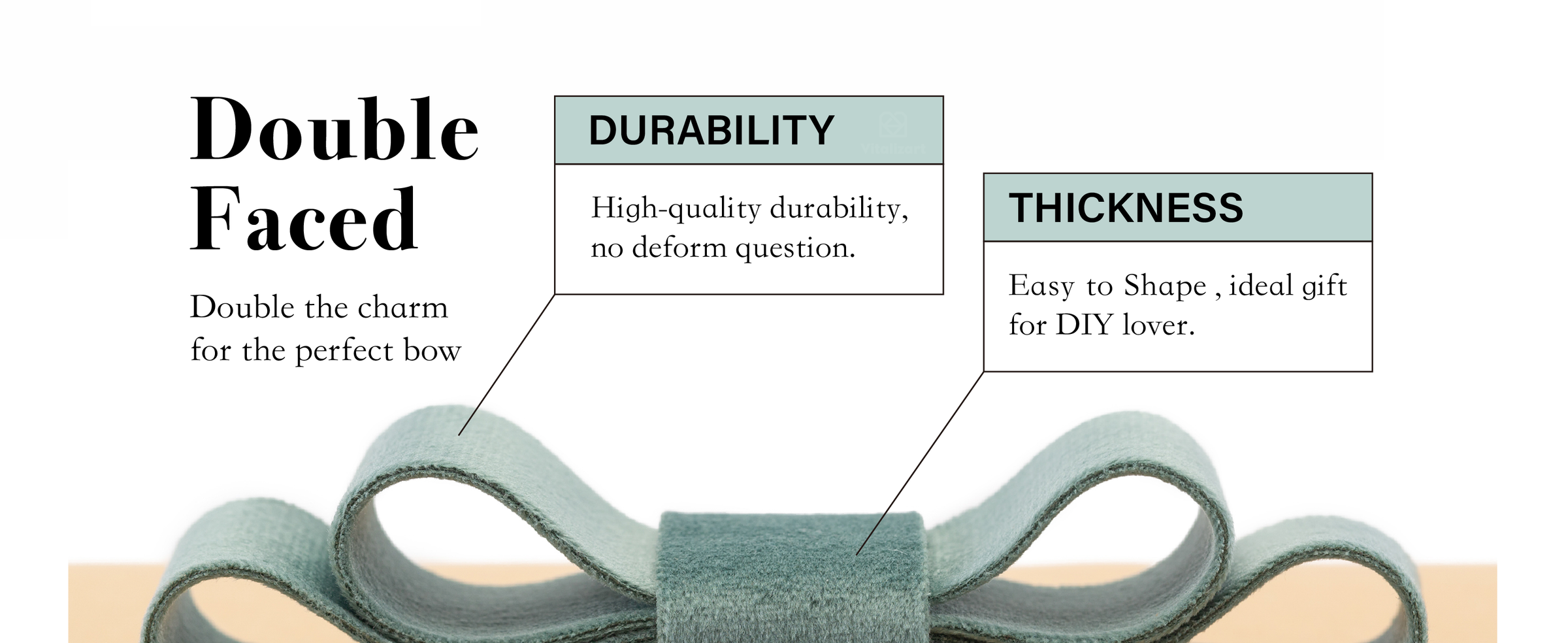 Dusty green velvet ribbon formed into a structured layered bow, showing its plush texture and thickness