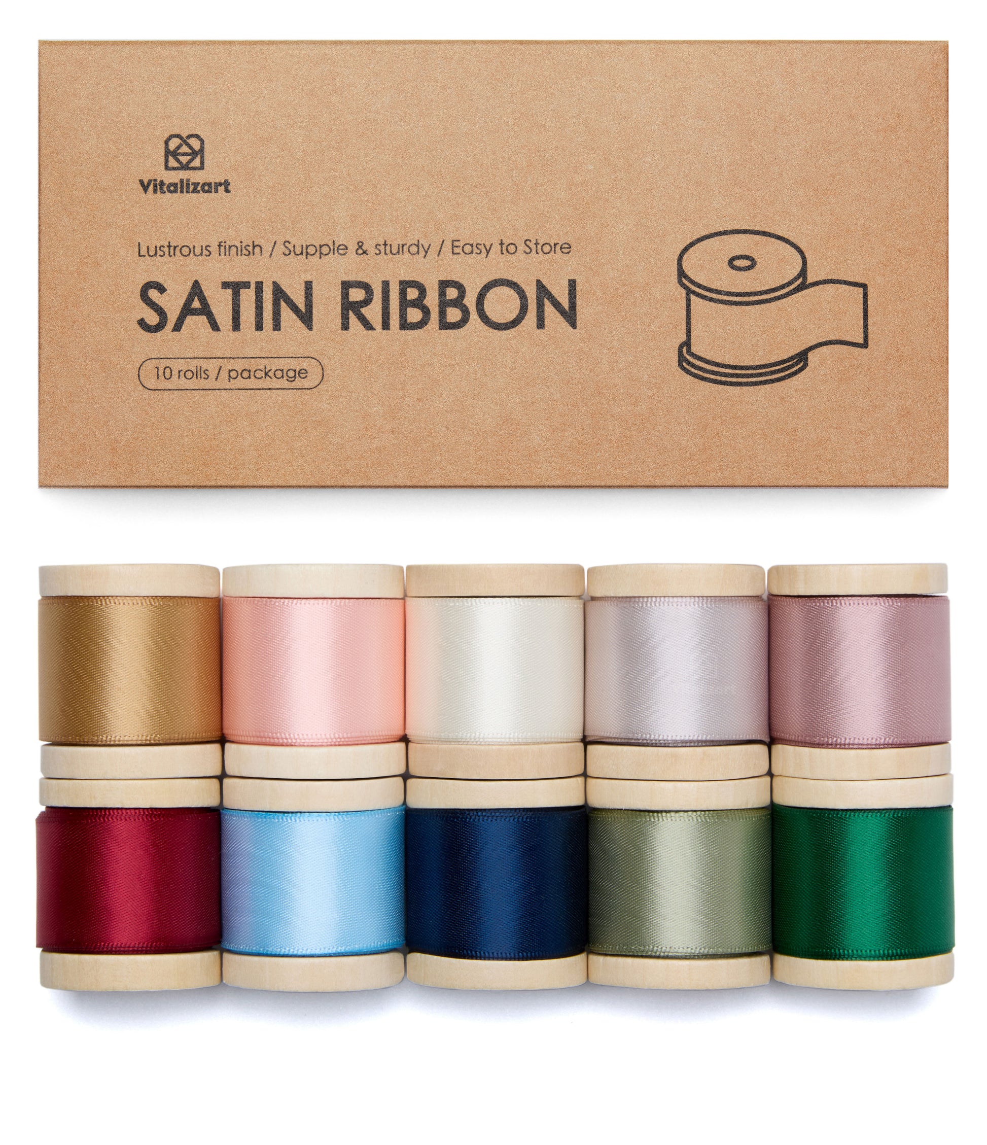 Double Faced Silk Like Satin Ribbon 1" x 30Yd (Festive Colors) - Vitalizart