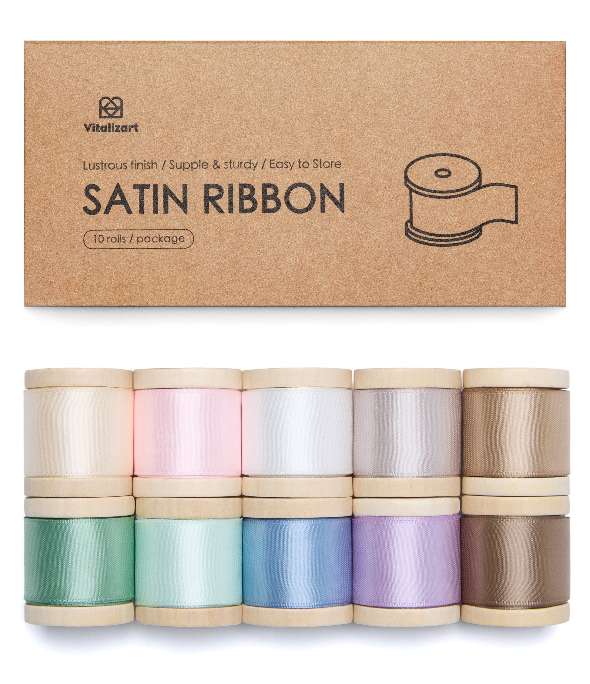 Double Faced Silk Like Satin Ribbon 1" x 30Yd (Light Colors) - Vitalizart