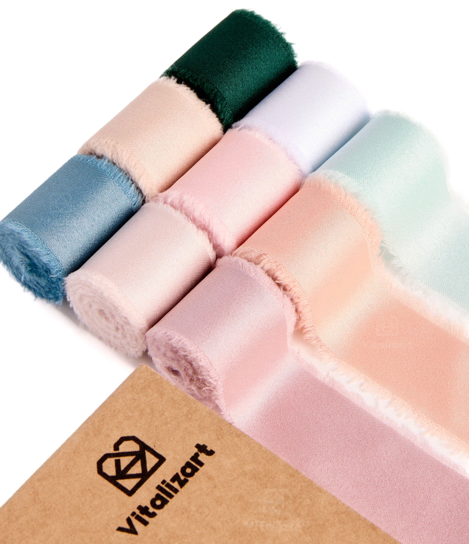Frayed Fringe Silk Satin Ribbon 1" x 18 Yard (Mixed Colors) - Vitalizart