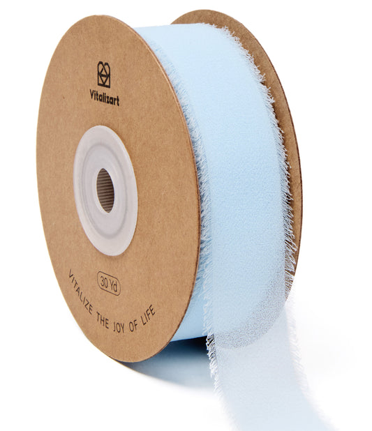 Fringe Chiffon Silk Ribbon 1 Roll 1" x 30 Yd (Baby Blue)