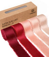 Frayed Fringe Silk Satin Ribbon 1" x 25 Yard (Red & Pink) - Vitalizart