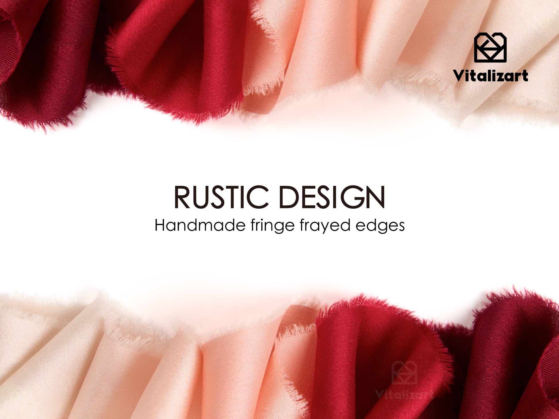 Frayed Fringe Silk Satin Ribbon 1" x 25 Yard (Red & Pink) - Vitalizart