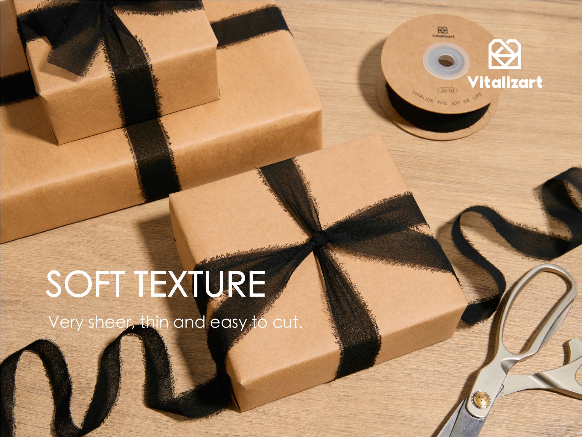 Fringe Chiffon Silk Ribbon 1 Roll 1" x 30 Yd (Black) - Vitalizart