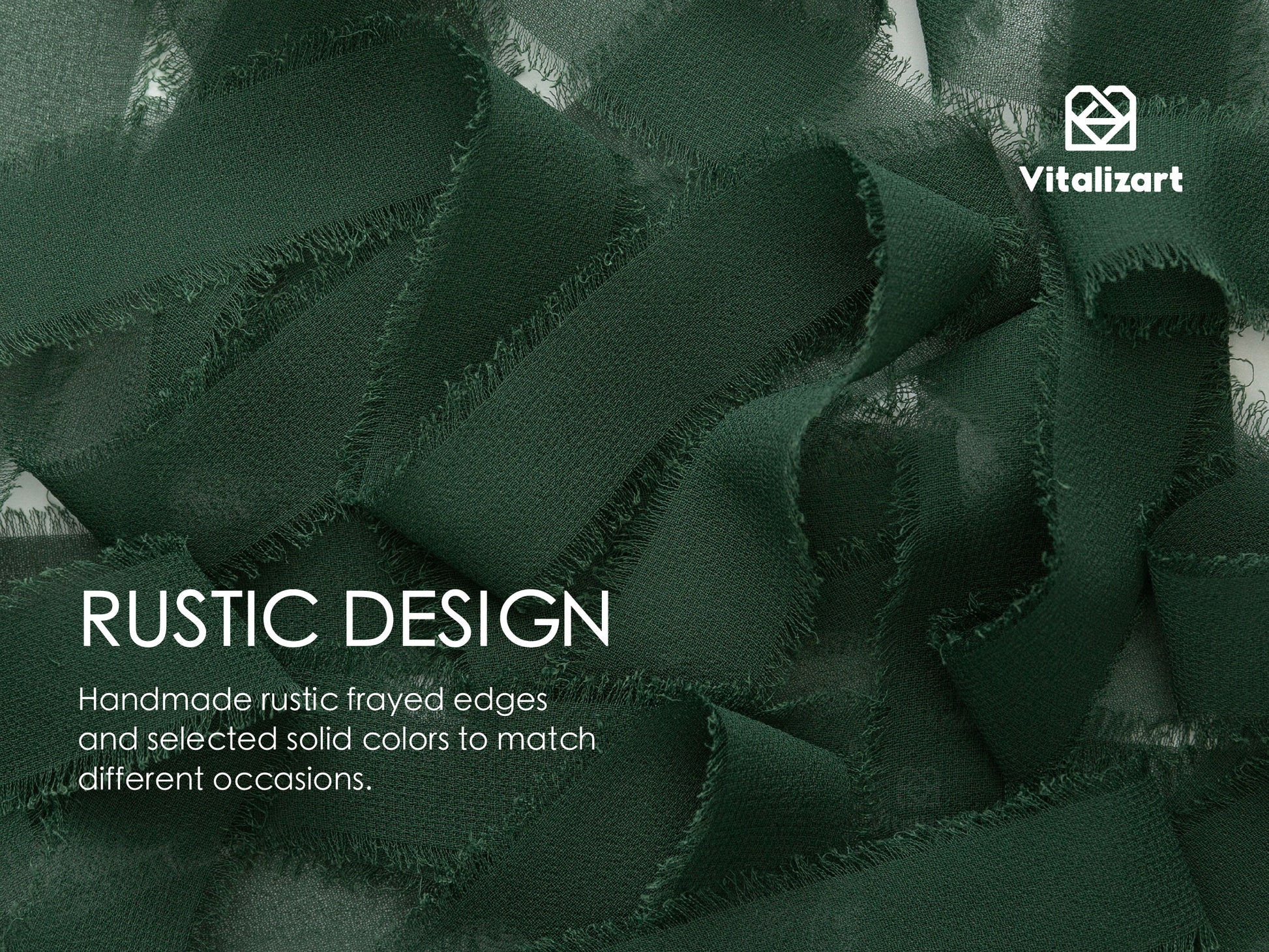 Fringe Chiffon Silk Ribbon 1 Roll 1" x 30 Yd (Dark Green) - Vitalizart