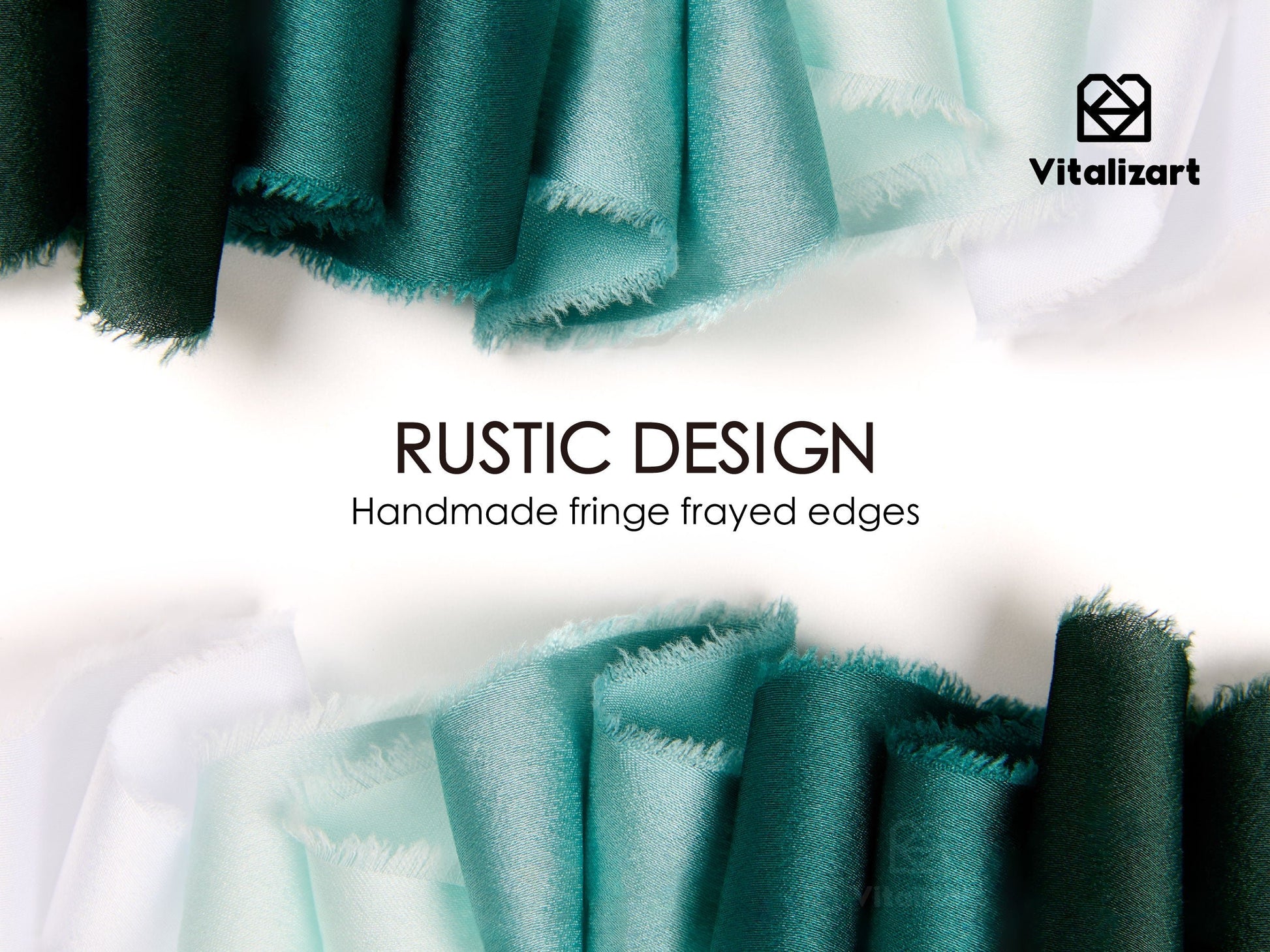 Frayed Fringe Silk Satin Ribbon 1" x 30 Yard (Green & Sage) - Vitalizart